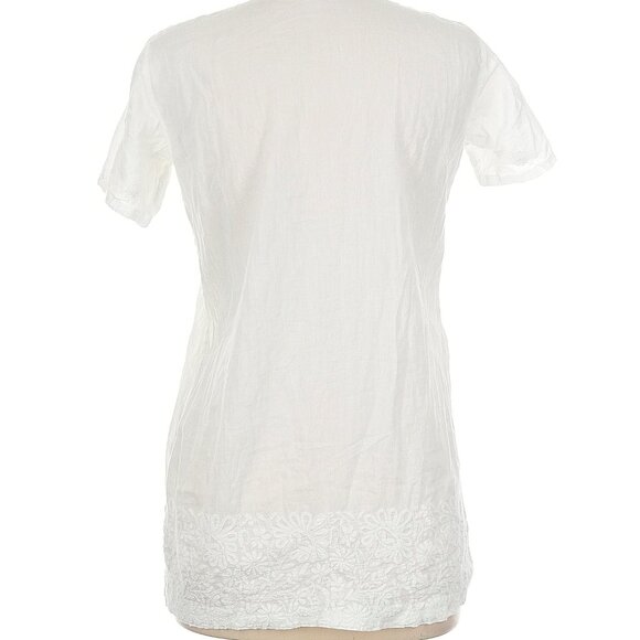 Ivory Cotton Tunic Top with Embroidered Hem – Size M - Picture 2 of 5